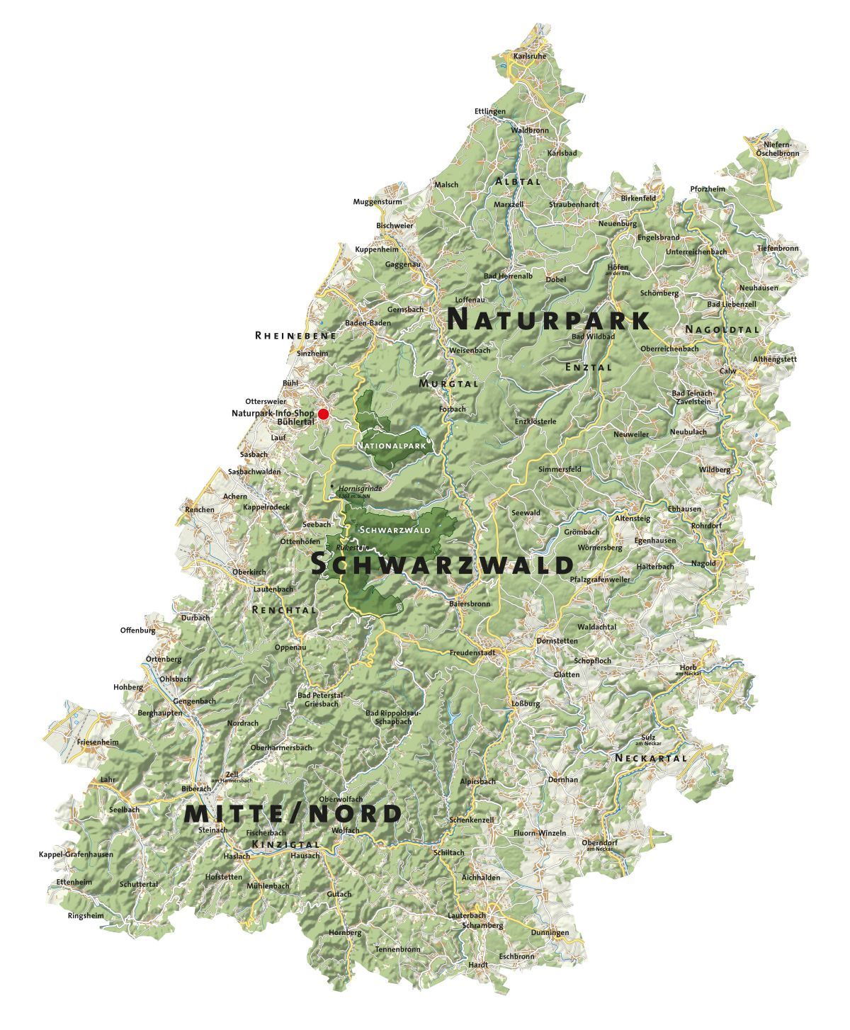Karte des Naturpark-Gebiets. Grafik: Bernd Schuler/Naturpark Schwarzwald Mitte/Nord e. V.
