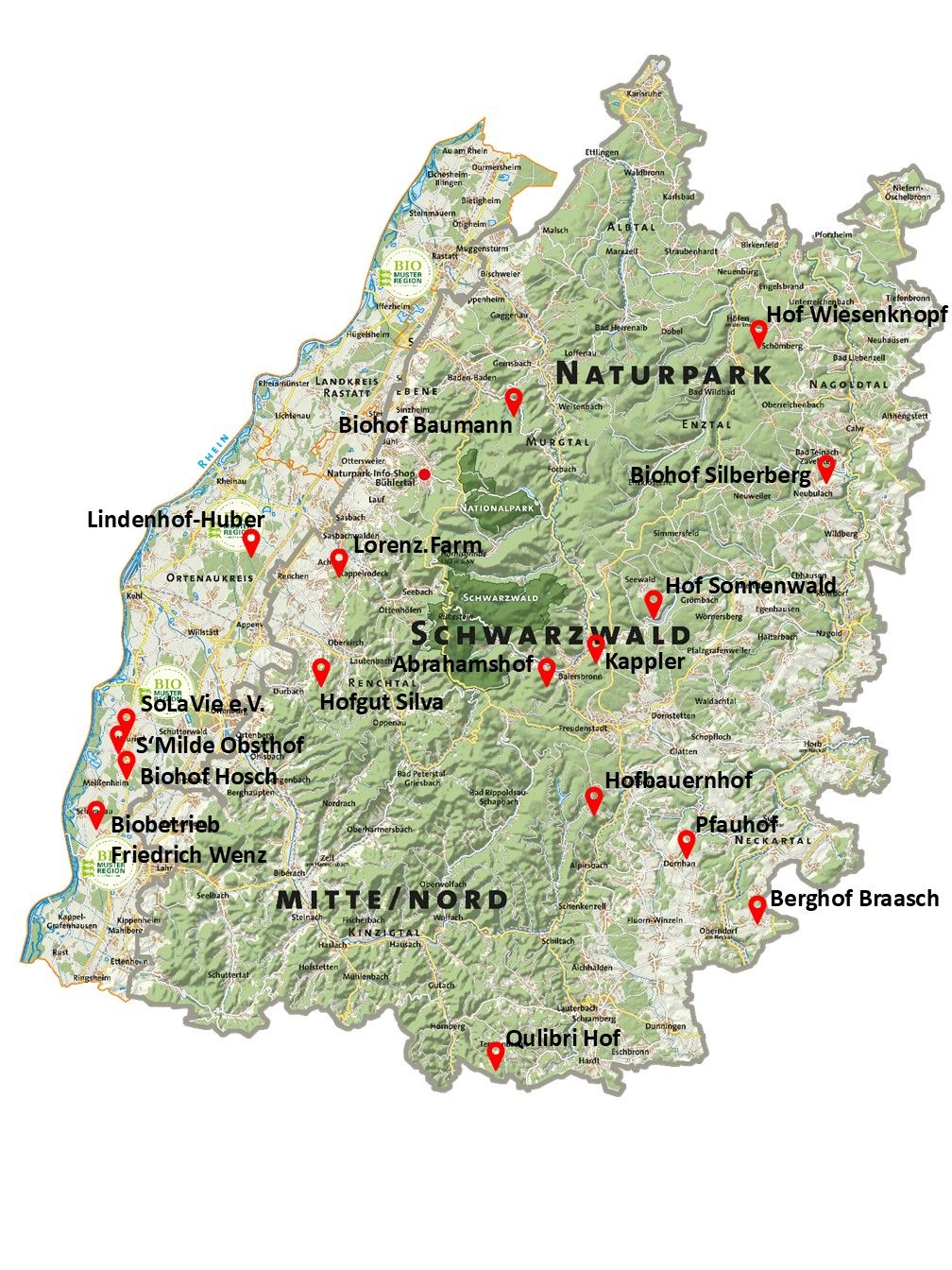 Karte der Agroforst-Modellregion