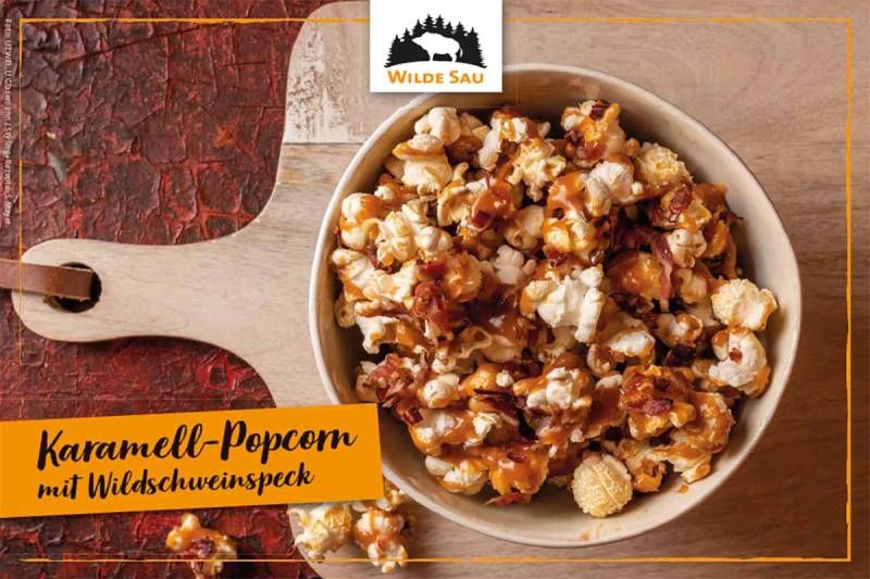 Karamell-Popcorn mit Wildschweinspeck